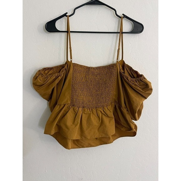 Wayf M Shirt Convertible Neck Bustier Top Gold Multi Wear Emma Rose Blouse NEW - Picture 7 of 7